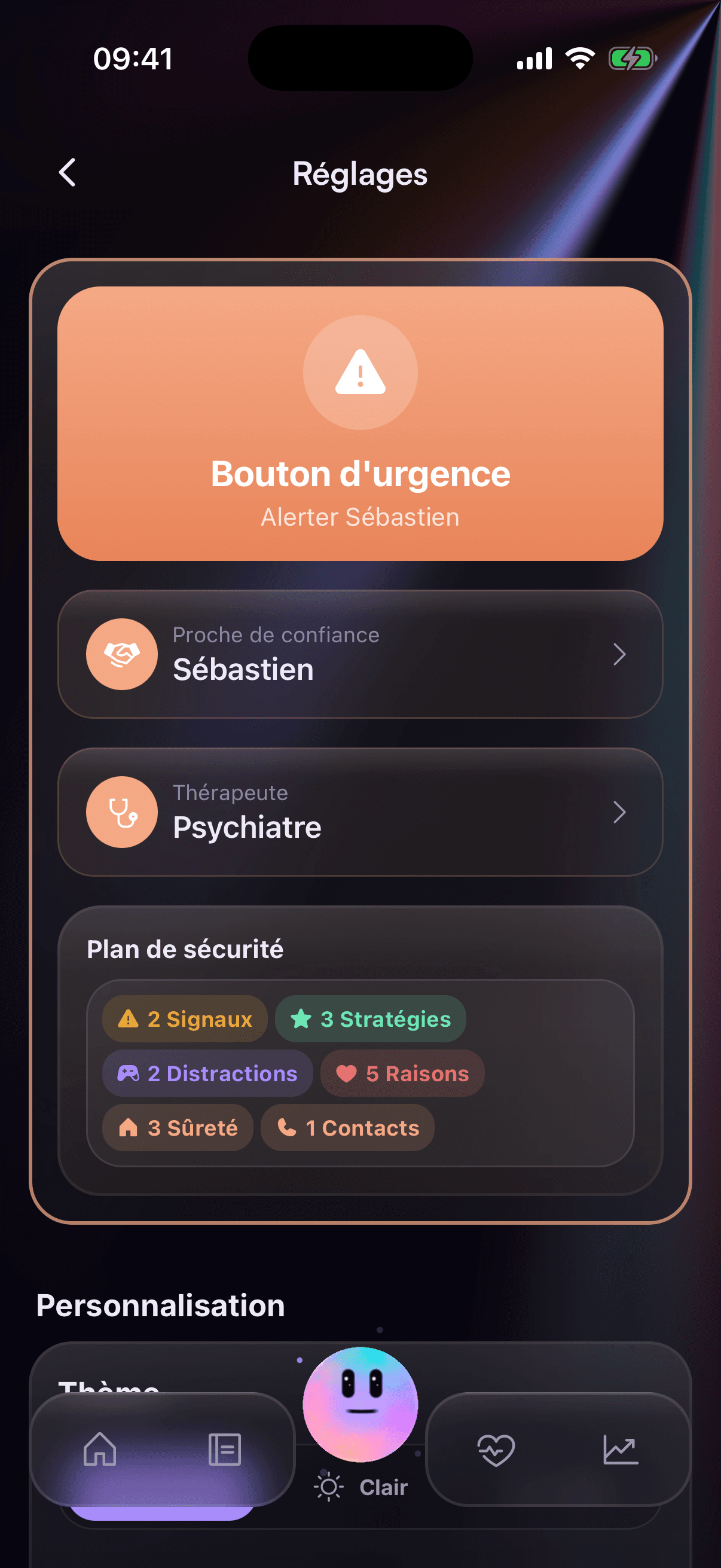 Cercle de confiance — partage sécurisé avec proches et soignants