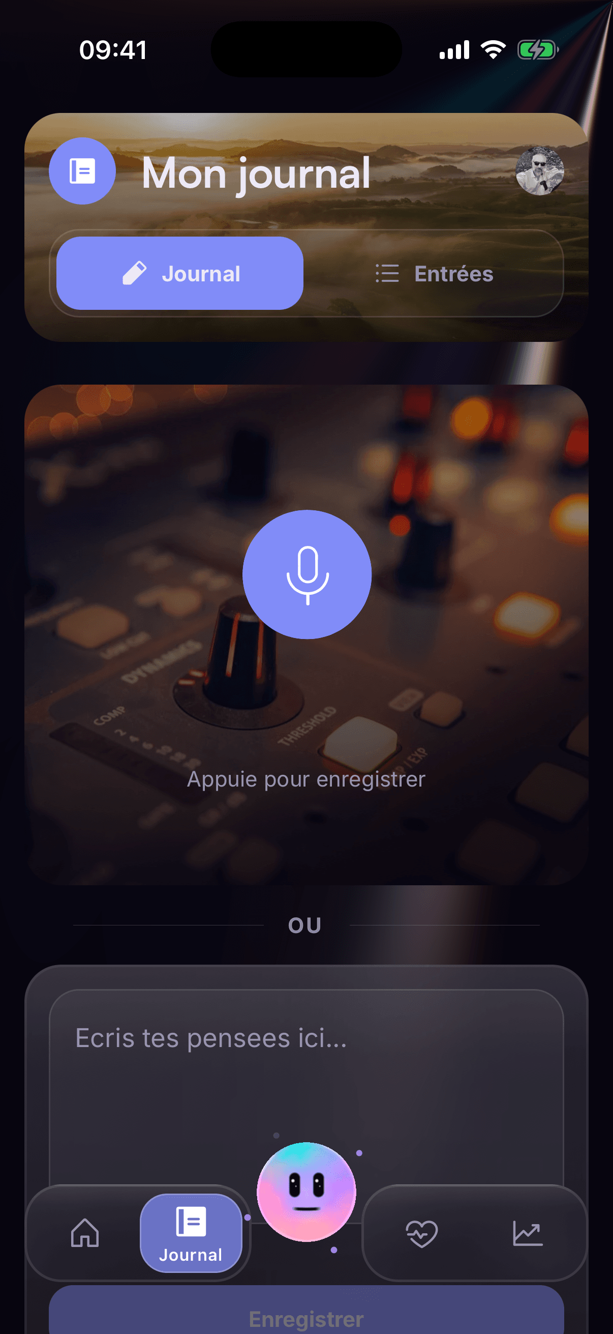 Journal — enregistrement vocal et écriture