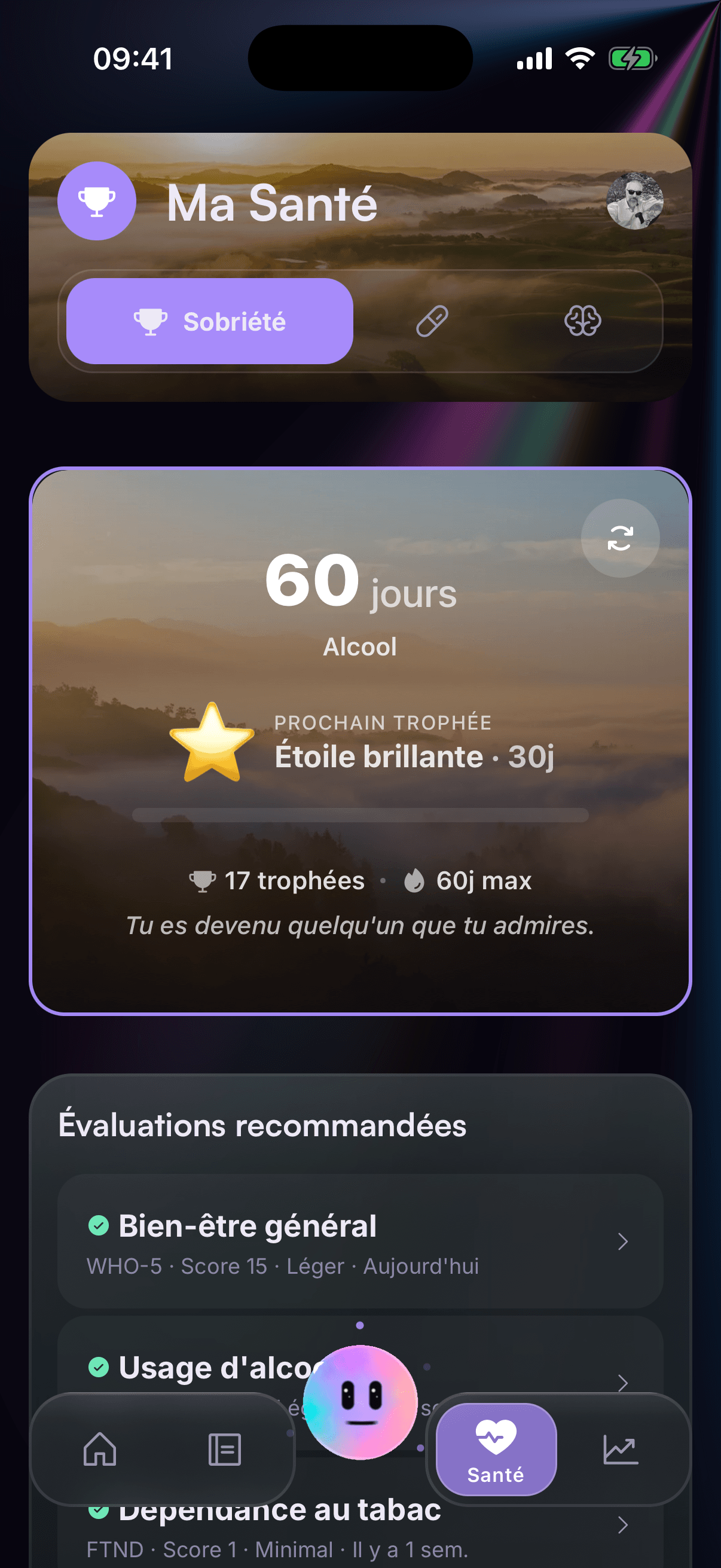 Sobriété — 60 jours, progression vers trophée